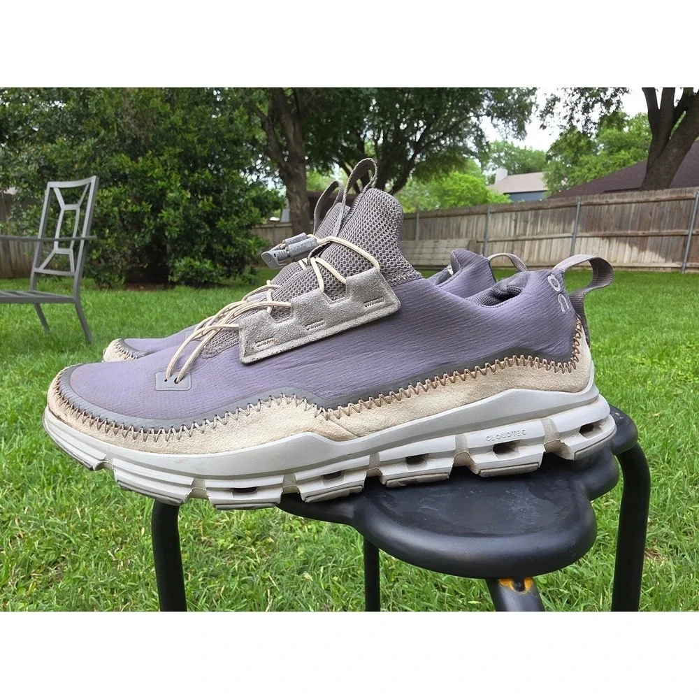 On Running Cloudaway Grey Beige Travel Sneakers Mens 13 CloudTec Toggle Lace